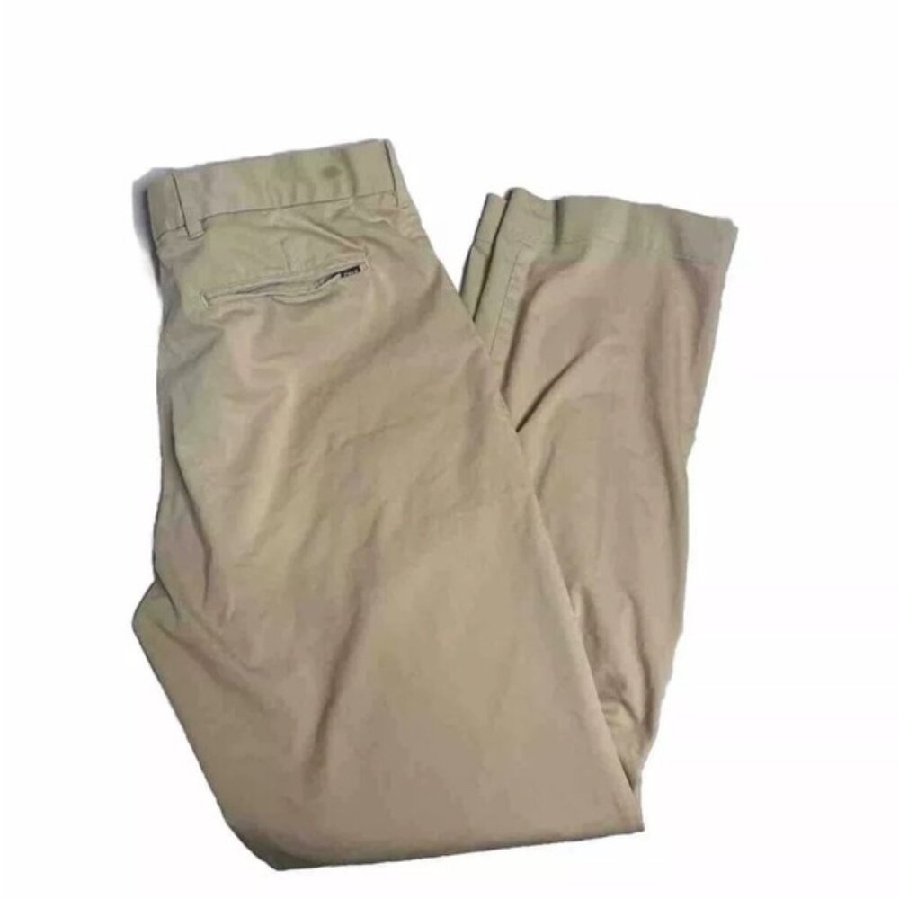 Polo Ralph Lauren Khaki Chino Pants Men 34x32 Beige Flat Front Stretch Slim Fit